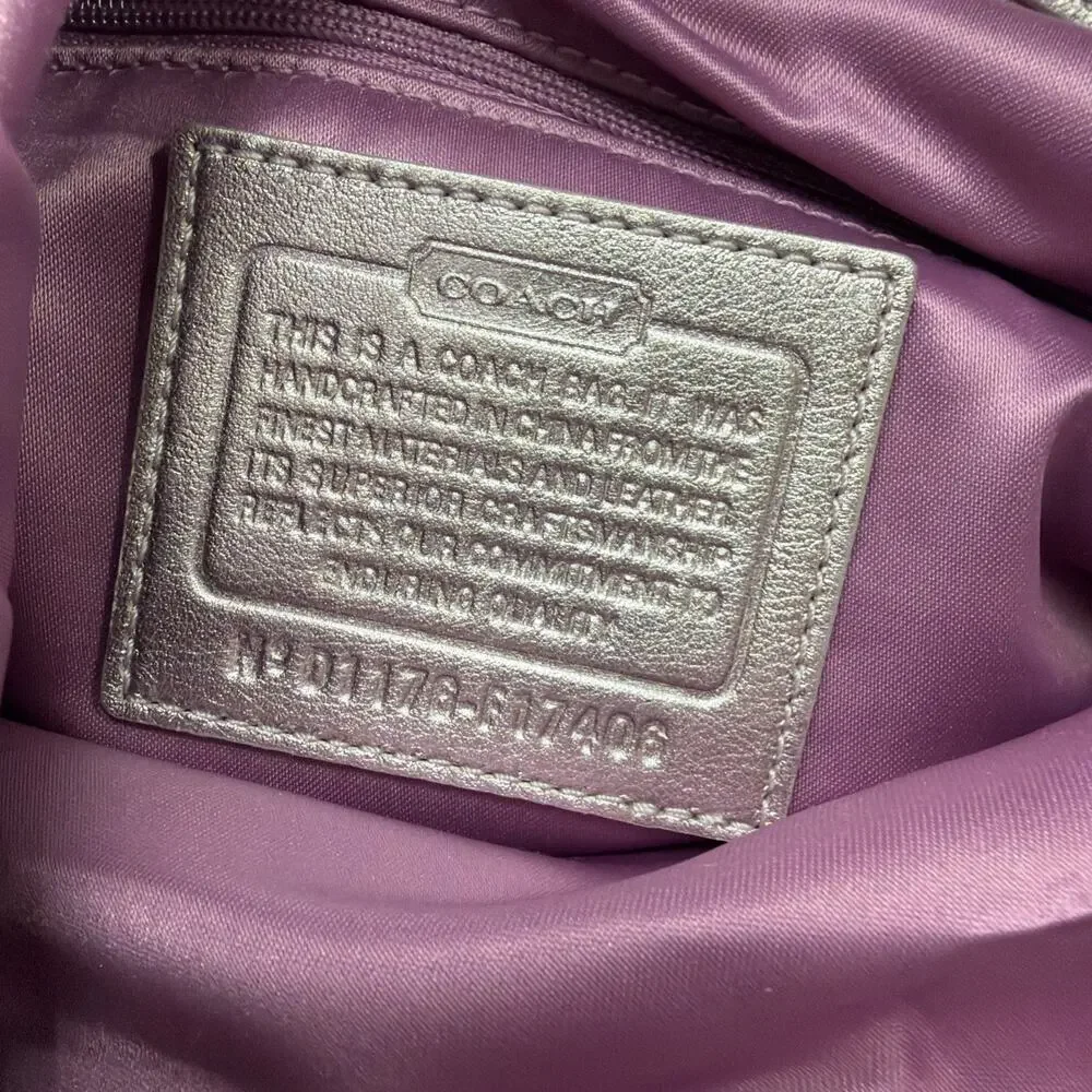 Coach Vintage Soho Satin Scarf Print Hobo Metallic Silver Purple C Y2K Vibes